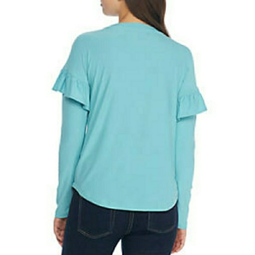 Blue Ruffle Sleeve Shirt - Picture 4 of 4